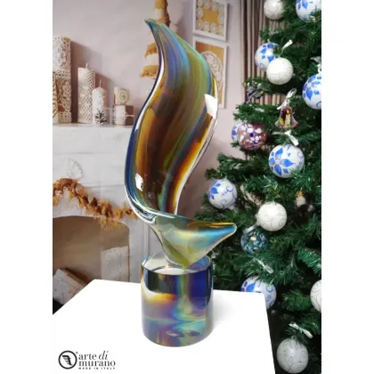 Zdjęcie Nowoczesna rzeźba z chalcedonowego szkła Murano rozmiar L