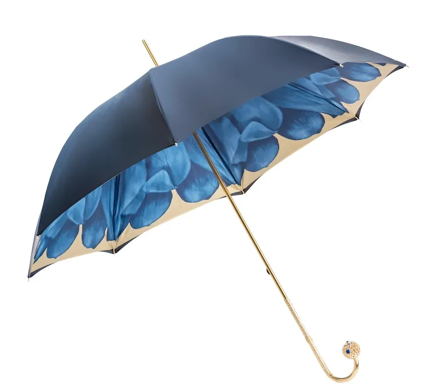 obrazek 9 Elegancki granatowy parasol damski zdobiony niebieskim motywem - Pasotti
