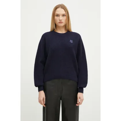 Zdjęcie Maison Kitsuné sweter wełniany Bold Fox Head Patch damski kolor granatowy LW00814KT1093