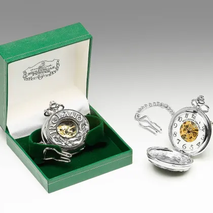 Zdjęcie Wyjątkowy męski mechaniczny zegarek kieszonkowy z pewteru