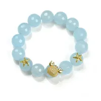 Picture Prestige Bracelet 18K Fragrance Silver Plated White Cubic Zircons Blue Agate