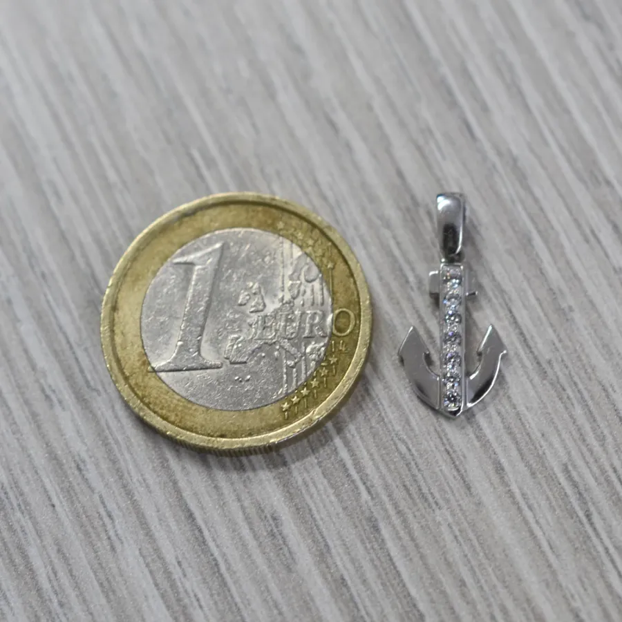 obrazek 4 Naszyjnik z kotwicą ze złota i srebra z cyrkoniami