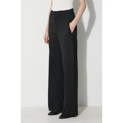 Zdjęcie MM6 Maison Margiela spodnie z domieszką wełny kolor czarny proste high waist S62KB0178