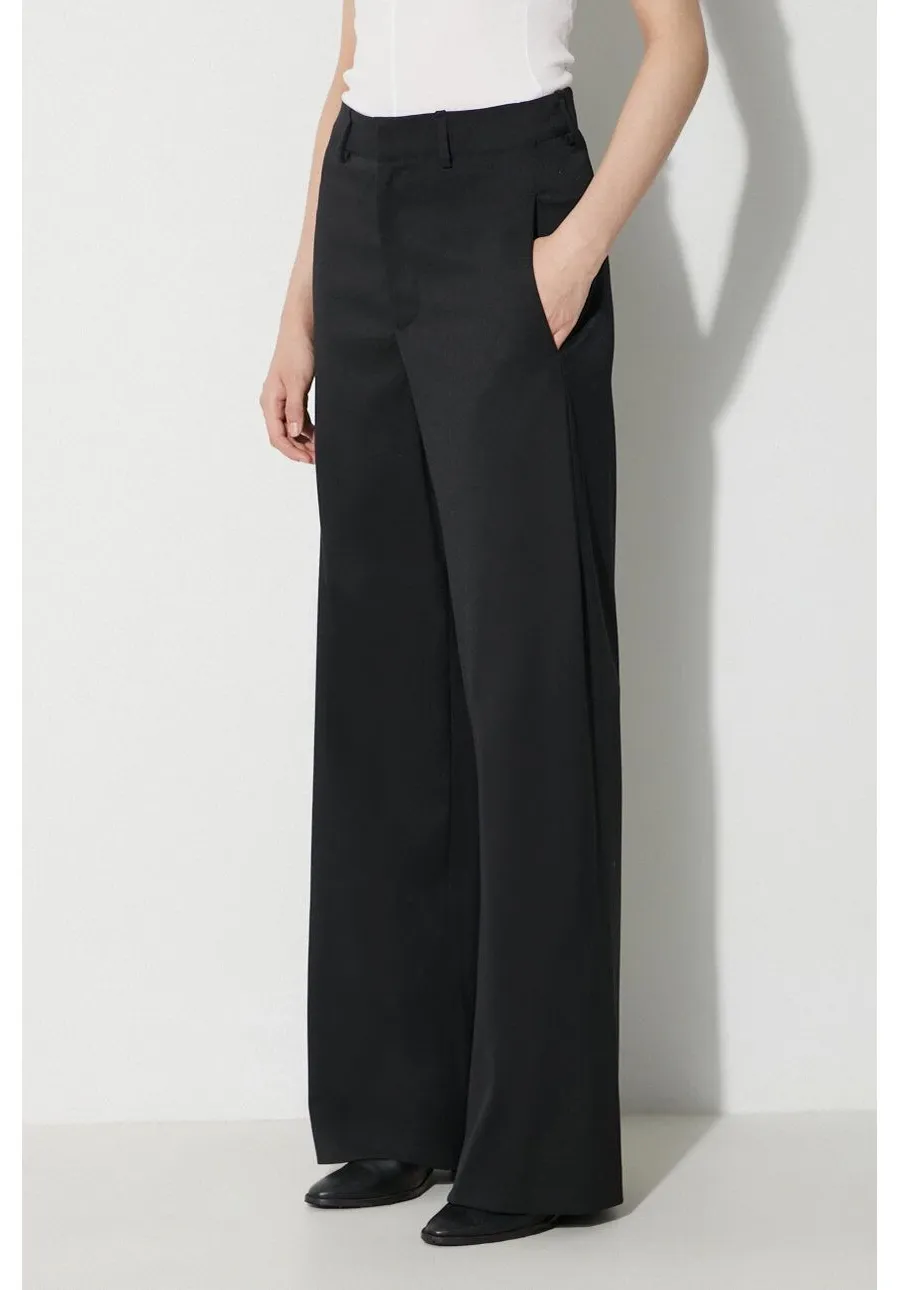 obrazek 1 MM6 Maison Margiela spodnie z domieszką wełny kolor czarny proste high waist S62KB0178
