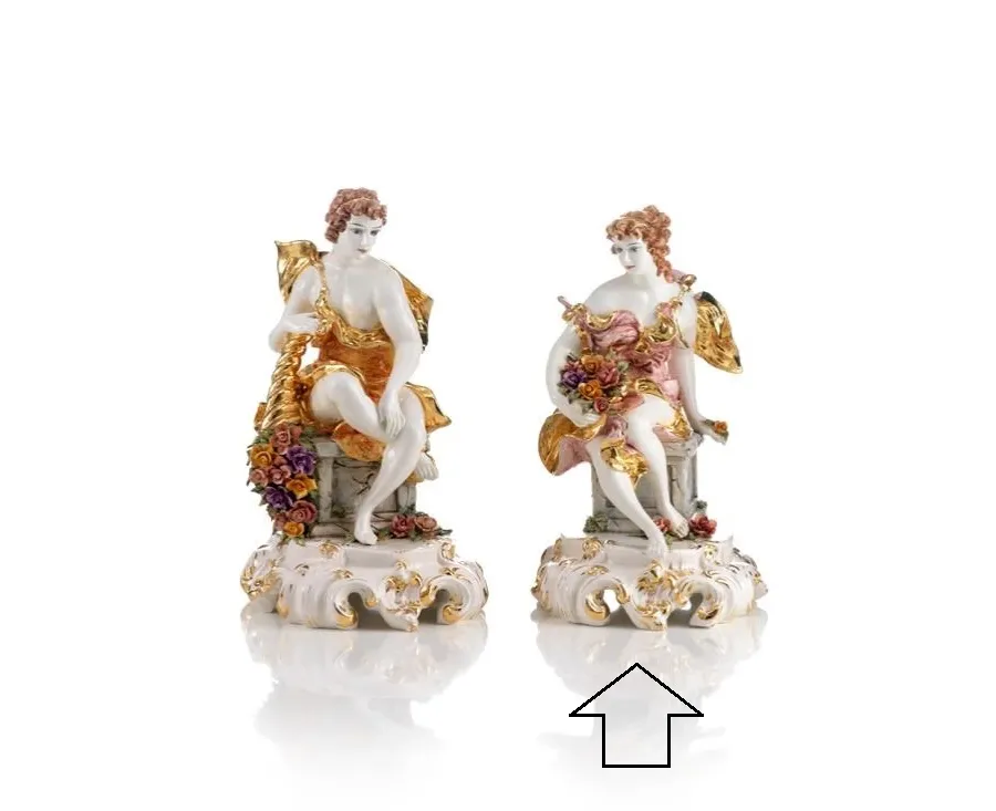 obrazek 1 Barokowa figurka greckiej kobiety z koszem kwiatów wykonana z ceramiki - Ceramiche ML