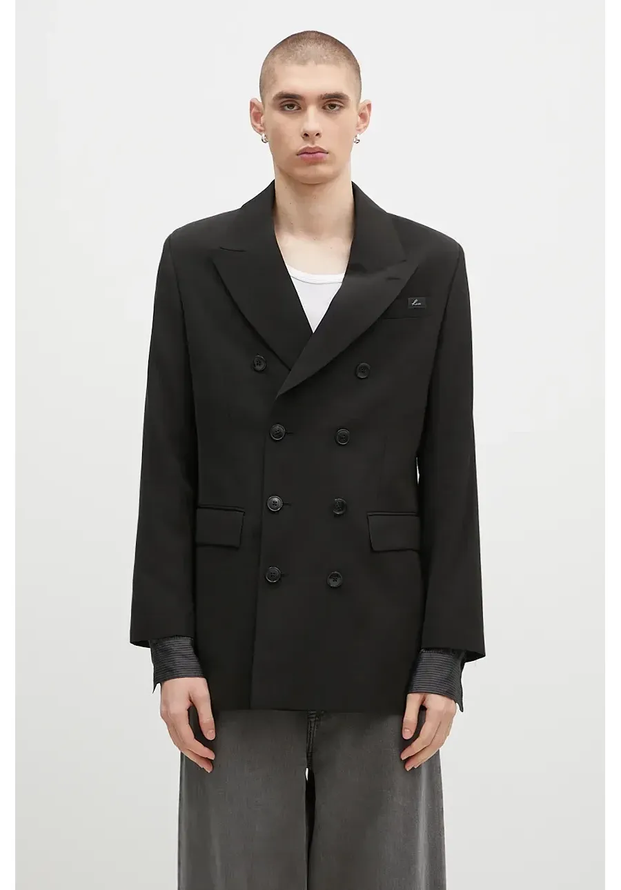 obrazek 1 Martine Rose marynarka wełniana Double Breasted Short Coat kolor czarny 328WT05006