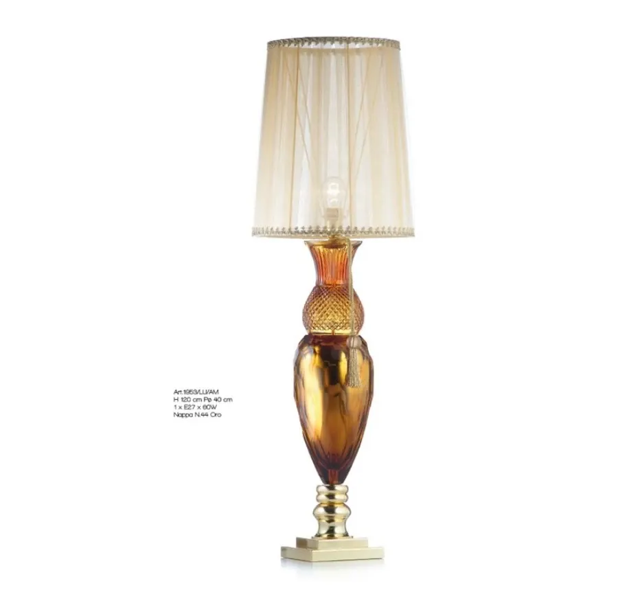 obrazek 1 Lampa stołowa z ręcznie szlifowanego bursztynowego florenckiego kryształu - Il Paralume Marina
