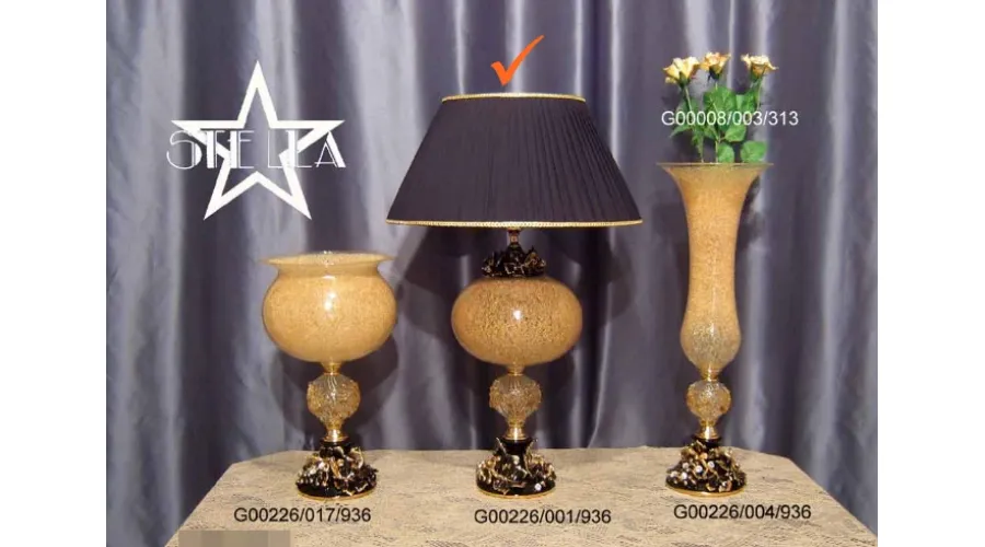 obrazek 1 Luksusowa lampa ceramiczna zdobiona czarno-złotymi winogronami