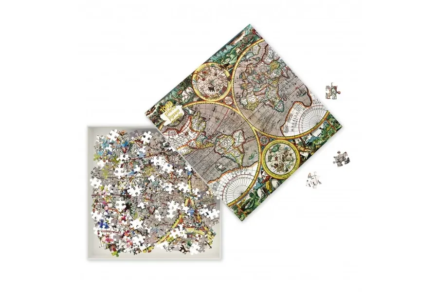obrazek 2 Puzzle dla dorosłych Pieter van den Keere: Antyczna mapa świata - Flame Tree Publishing
