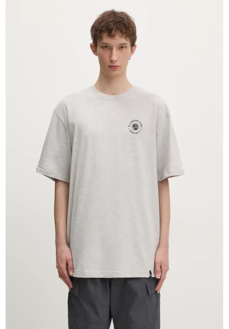 obrazek 1 Flowers for Society t-shirt bawełniany Basic męski kolor szary gładki FFSAPP040