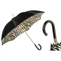 Picture A unique black women's umbrella decorated with a tiger skin motif - Pasotti