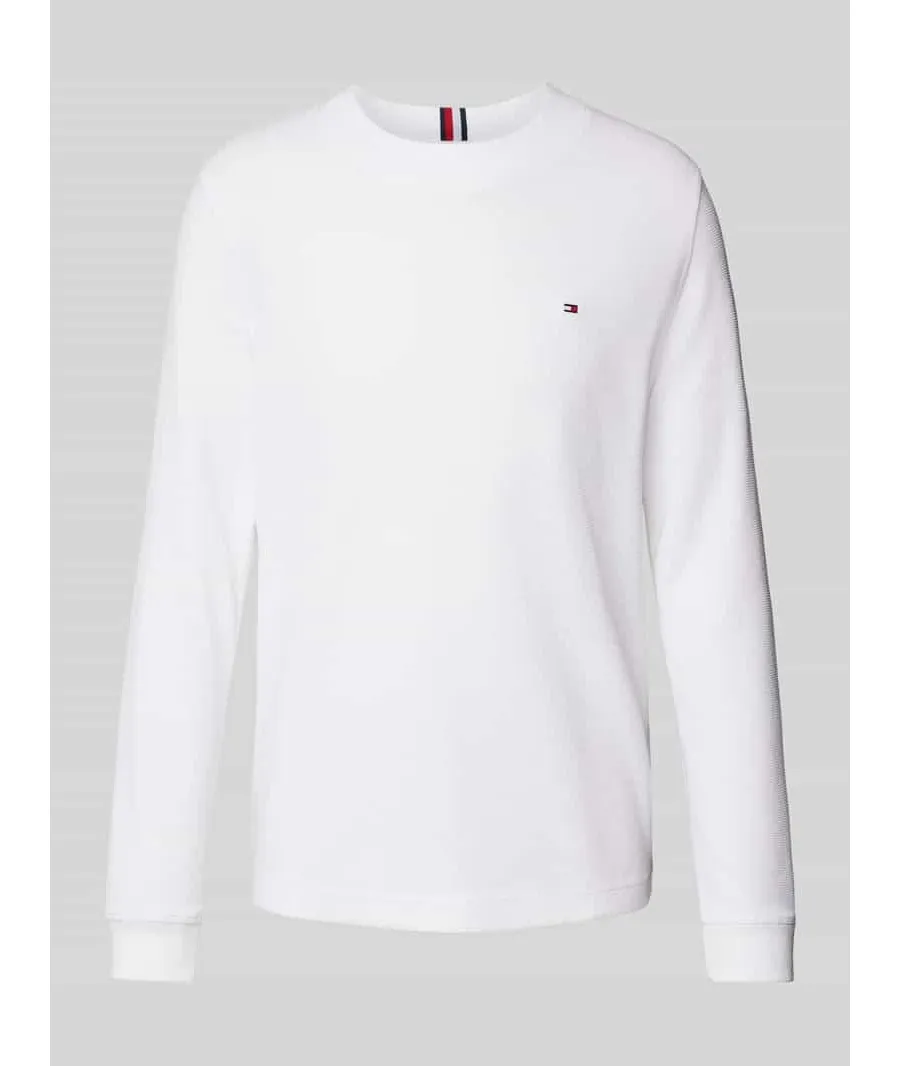 obrazek 1 Bluzka o kroju regular fit z długim rękawem i dodatkiem bawełny