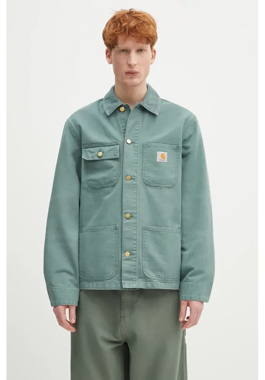obrazek 1 Carhartt WIP kurtka koszulowa bawełniana Michigan Coat kolor zielony przejściowa I034787.2R84O