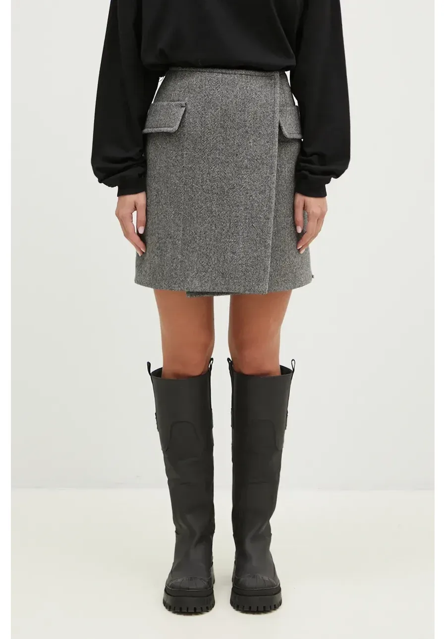 obrazek 1 Sportmax spódnica wełniana Laccio kolor czarny mini prosta 2422106012600