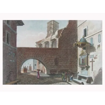 Picture Antique engraving Remains of the Nerva Forum in Rome from the 19th century