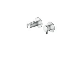 Zdjęcie Stalowa bateria jednouchwytowa z hakiem prysznicowym i przyłączem wody