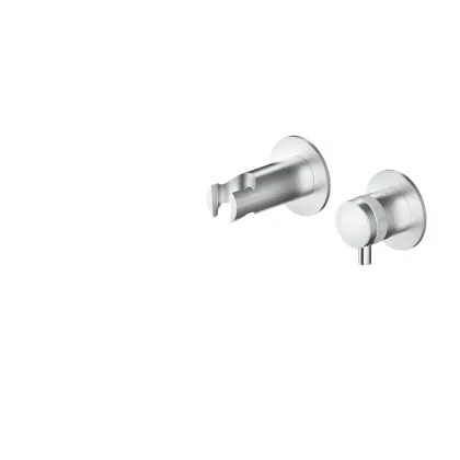 Zdjęcie Stalowa bateria jednouchwytowa z hakiem prysznicowym i przyłączem wody