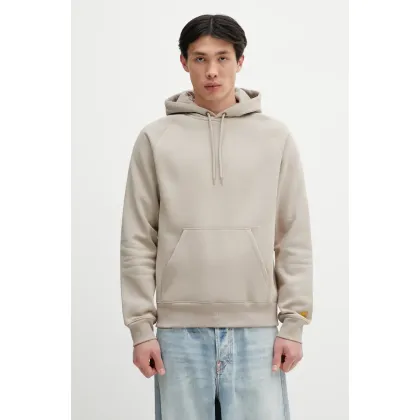 Zdjęcie Carhartt WIP bluza Hooded Chase Sweat męska kolor beżowy z kapturem gładka I033661