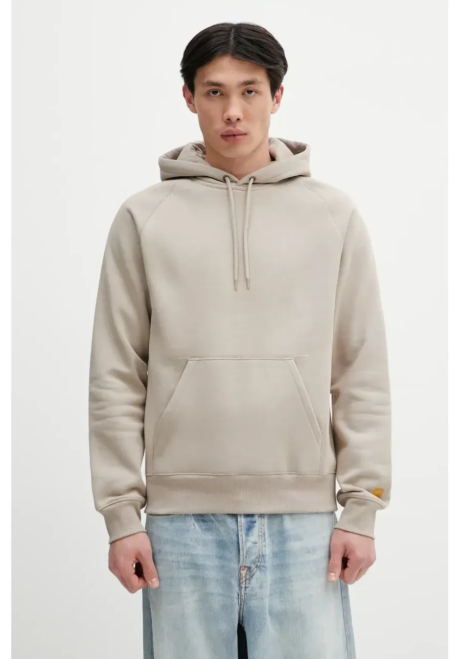 obrazek 1 Carhartt WIP bluza Hooded Chase Sweat męska kolor beżowy z kapturem gładka I033661