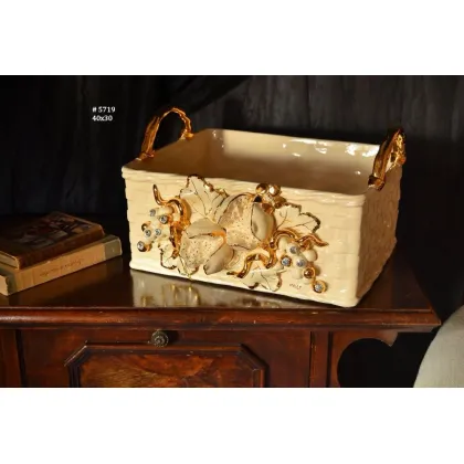 Picture Italian decorative ceramic basket 40x30 cm