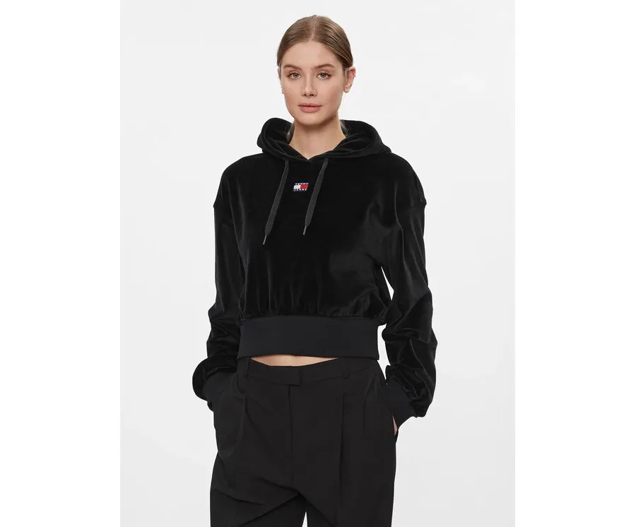 obrazek 1 Tommy Jeans Bluza Velour DW0DW17519 Czarny Regular Fit