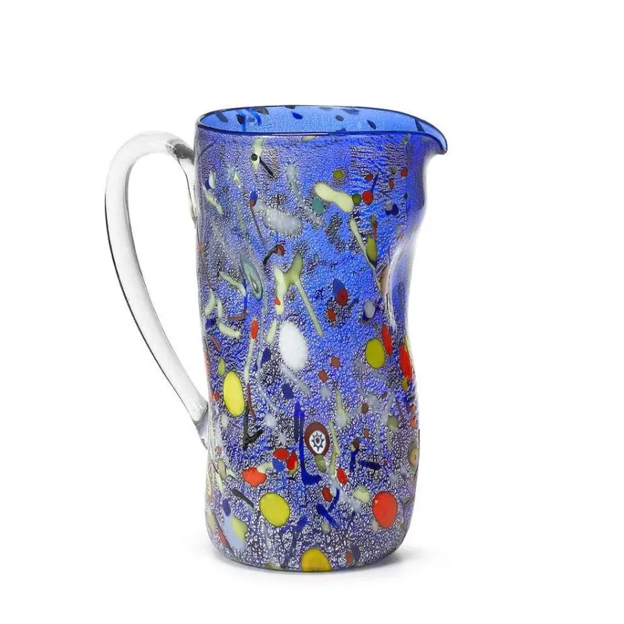 obrazek 1 Niebieski dzbanek z kolorowego szkła murano (25 cm)
