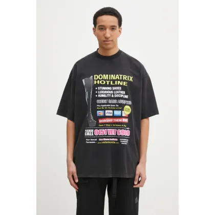 Zdjęcie VETEMENTS t-shirt bawełniany Dominatrix Hotline Oversized kolor czarny z nadrukiem UA66TR740B