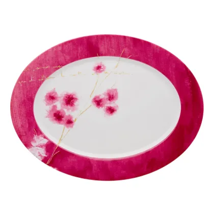 Zdjęcie Porcelanowy mały owalny talerz z orientalnym motywem roślinnym - Vista Alegre