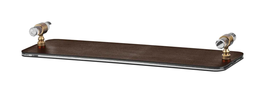 obrazek 1 Taca łazienkowa 33x10xH5 cm w kolorze czekoladowym ze złoconymi uchwytami