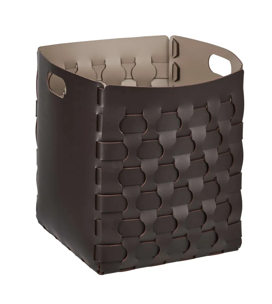 obrazek 1 Wysoki skórzany kosz Dubai 35x35xH40 cm w kolorze czekoladowym