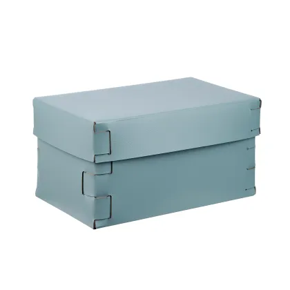 Zdjęcie Skórzane jasnobłękitne pastelowe pudełko Snob do przechowywania 25x15xH13,5 cm