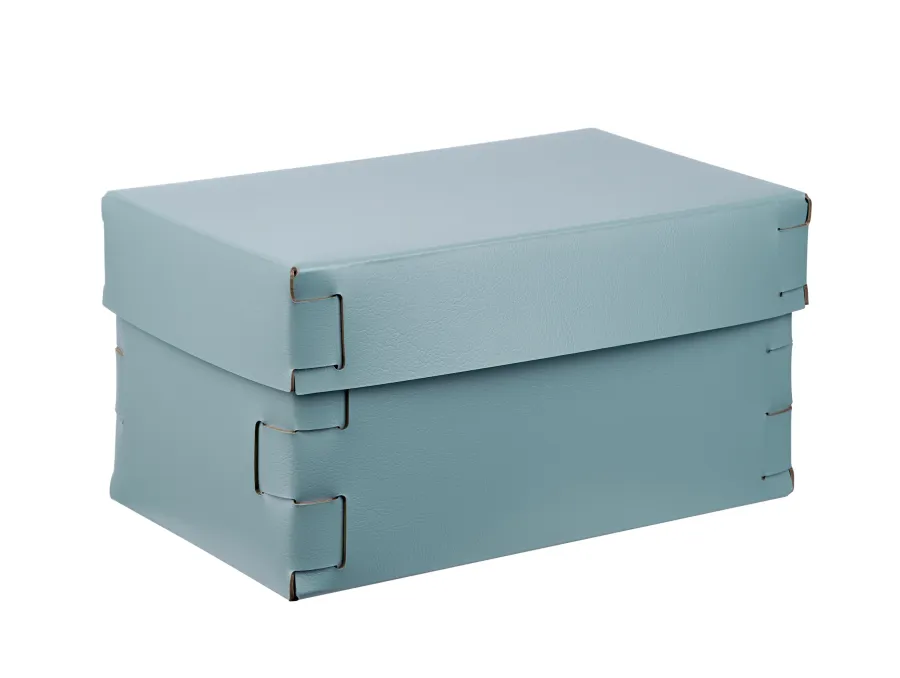 obrazek 1 Skórzane jasnobłękitne pastelowe pudełko Snob do przechowywania 25x15xH13,5 cm