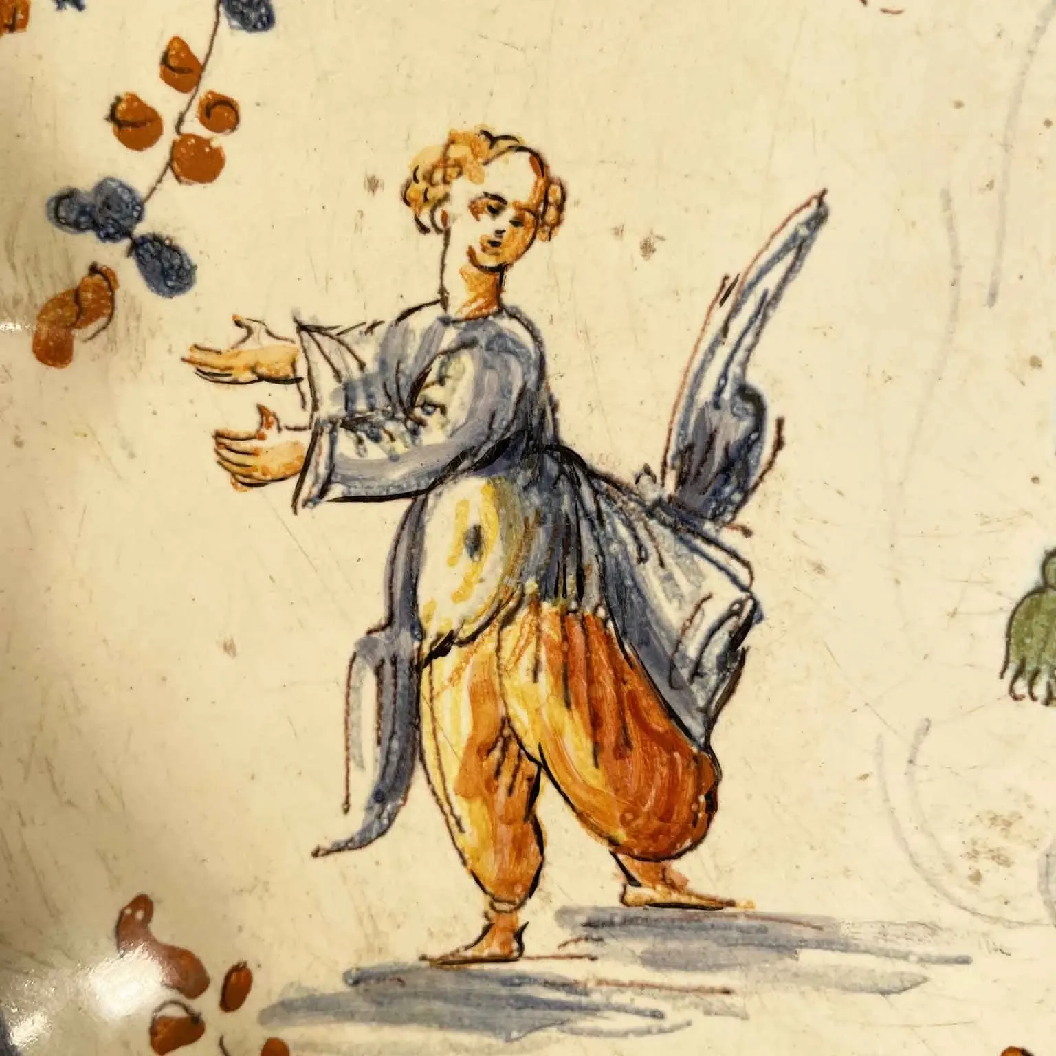 Zdobiony talerz z majoliki - XVIII wiek