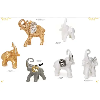 Picture Gray and gold elephant 35cm - Valle d'oro Patchi