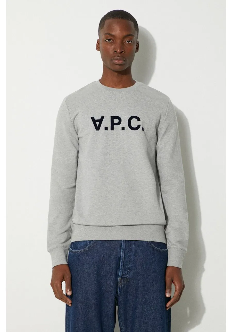 obrazek 1 A.P.C. bluza bawełniana Sweat Vpc męska kolor szary z aplikacją COECQ.H27378-DARKNAVY
