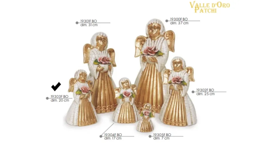 obrazek 1 Piękny anioł z różą 20cm - Valle d'oro Patchi
