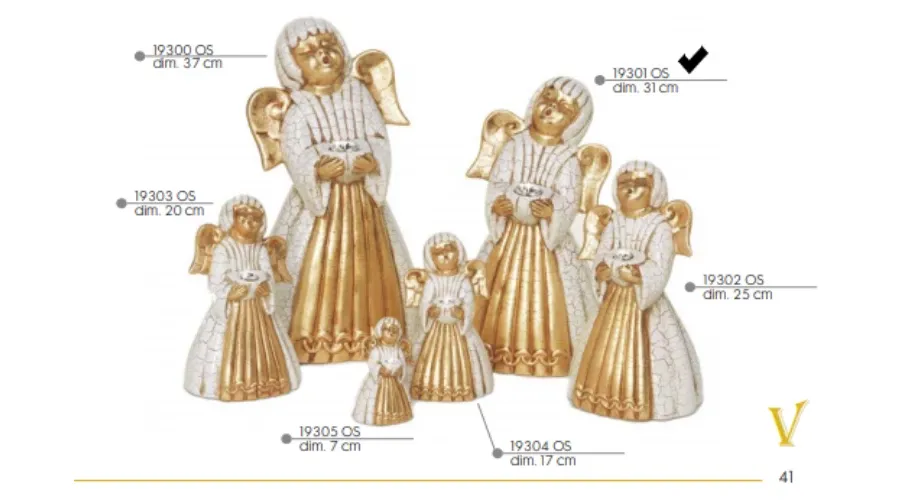 obrazek 1 Włoski, ceramiczny, śpiewający anioł z kryształem 31cm - Valle d'oro Patchi