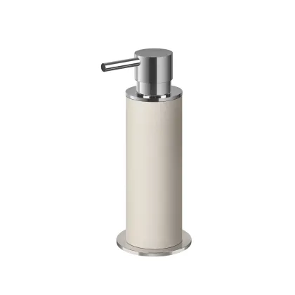 Picture Elegant white dispenser Ø7xH19 cm with chrome finish