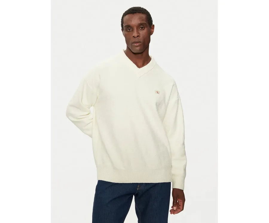obrazek 1 Calvin Klein Jeans Sweter J30J326452 Écru Regular Fit