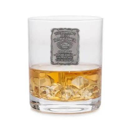 Zdjęcie Szklanka do whisky z cynowym emblematem ”Najlepsza córka na świecie” – prezent dla wyjątkowej córki