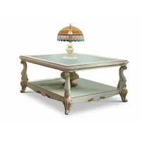 Picture A beautiful antique table with a stylish lamp