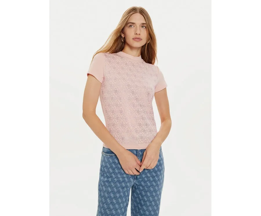 obrazek 1 Guess T-Shirt W4BI26 J1314 Różowy Slim Fit