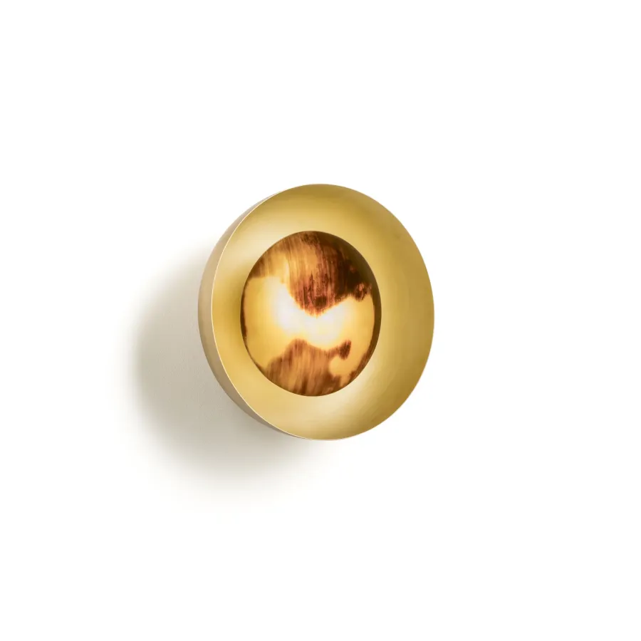 obrazek 3 Ekskluzywny włoski kinkiet ścienny z błyszczącego rogu i satynowego mosiądzu - Arcahorn