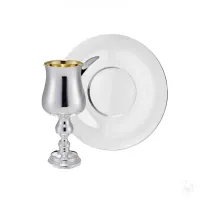 Picture A stylish set - a silver Elijah cup with a plate with a timeless shape - Zaramella Argenti