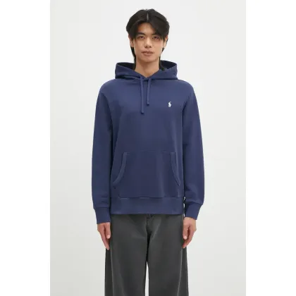 Zdjęcie Polo Ralph Lauren bluza bawełniana męska kolor granatowy z kapturem gładka 710916690