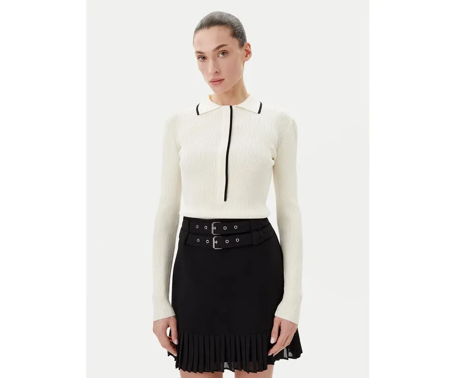 obrazek 1 Bruuns Bazaar Sweter Johania BBW3653 Biały Slim Fit