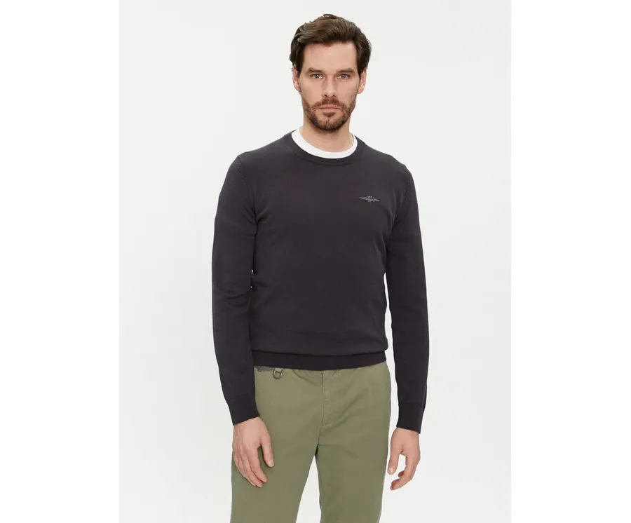 obrazek 1 Aeronautica Militare Sweter 241MA1488L506 Szary Slim Fit