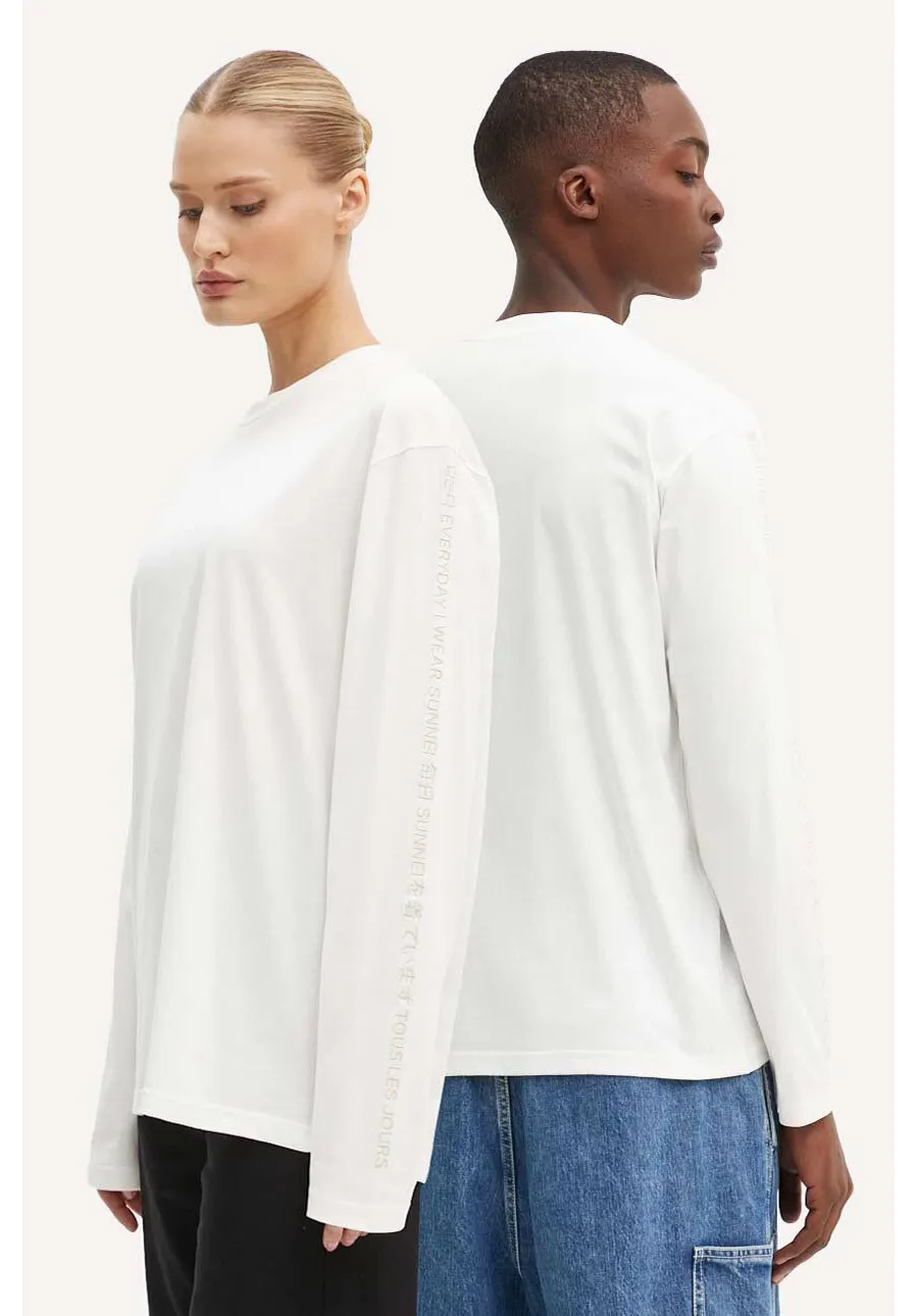 obrazek 1 Sunnei longsleeve bawełniany kolor biały z aplikacją RTWXJER003