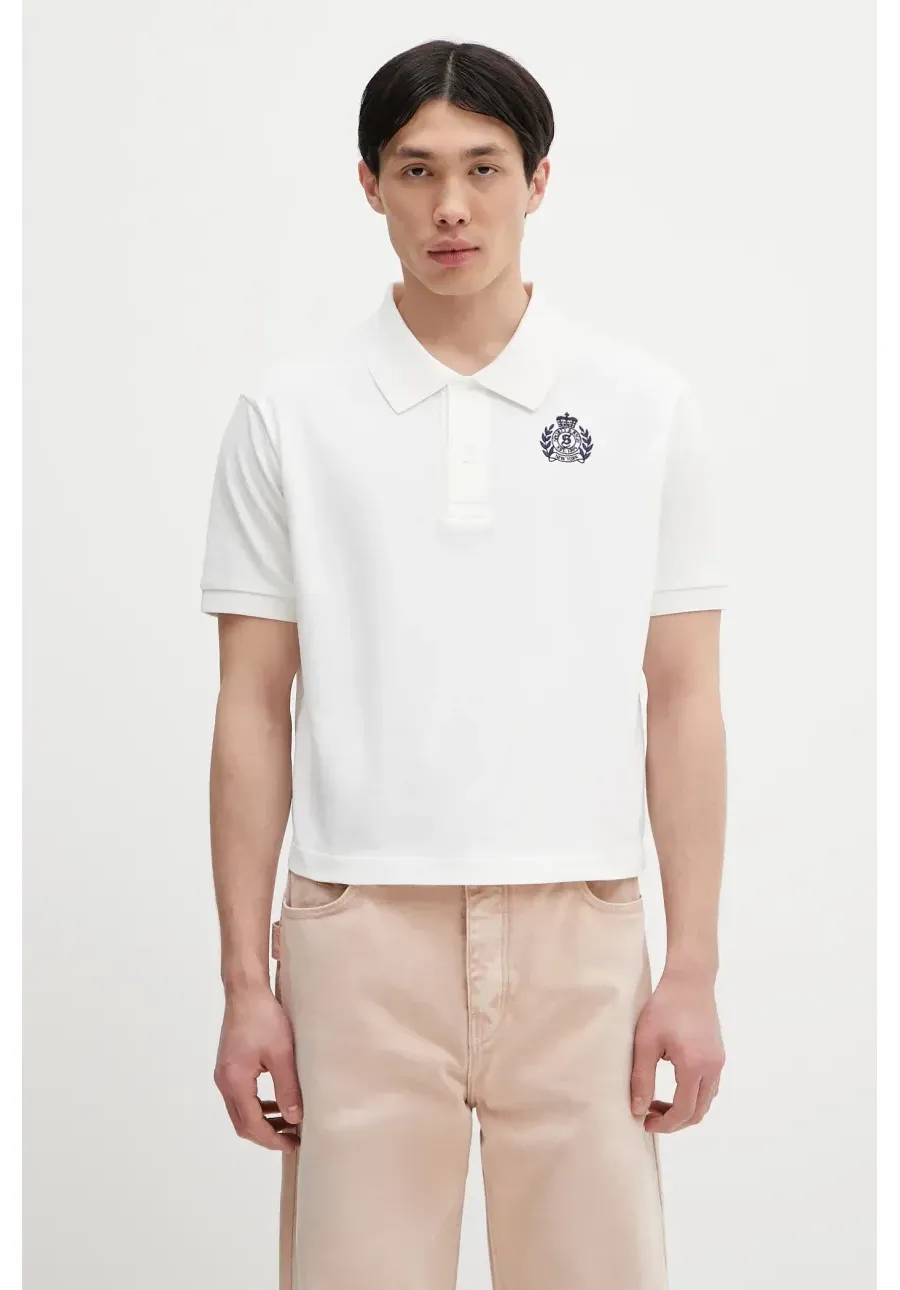 obrazek 1 Sporty & Rich polo bawełniane H&W Crest Pique kolor biały z aplikacją TO085606241WH01