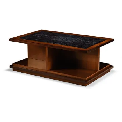 Zdjęcie Prostokątny stolik kawowy ze skórzanym blatem